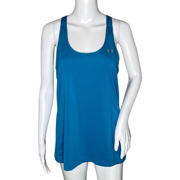 Under‎ Armour Tank Women Medium Blue Racerback Casual Basic Workout Athleisure - Picture 1 of 6